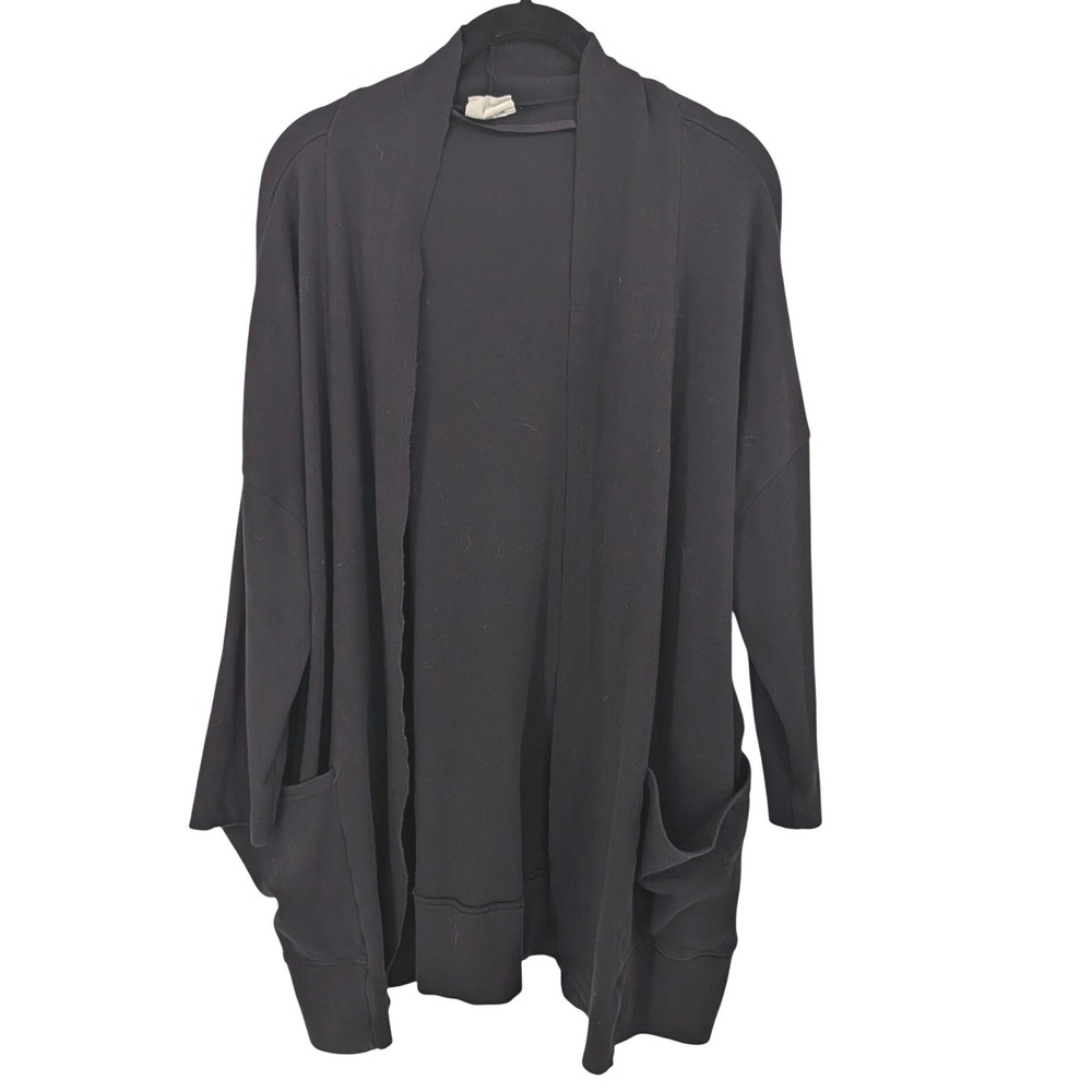 Pact Cardigan Women M/L Black Organic Cotton Open Front Pockets Sustainable